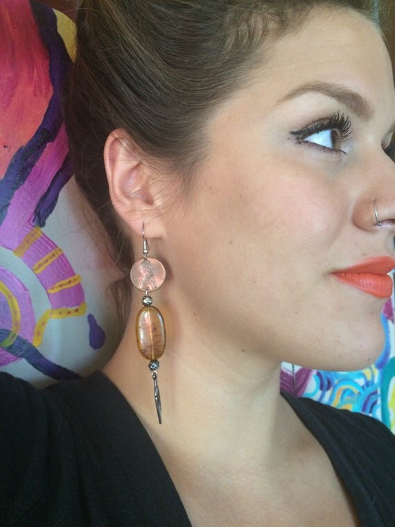 Brown Penny Feather Earrings! ◅. ▻ - il_570xN.844407128_3vy2