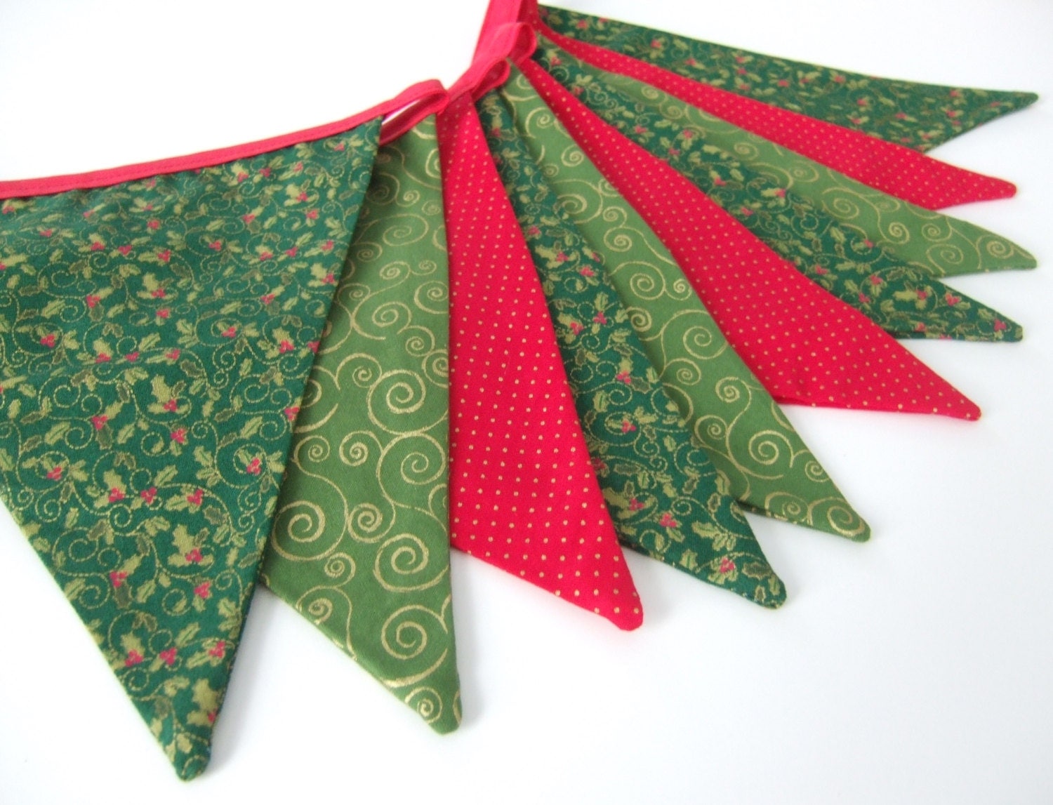 Fabric Christmas Garland Christmas Bunting Holly Garland