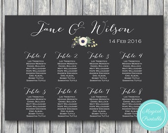 Printable Custom Wedding Seating Chart Wedding Seating