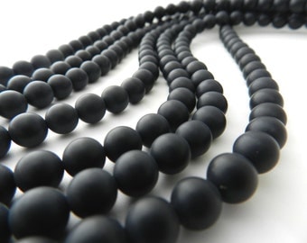 Black Onyx, Matte Black Onyx, 8mm Bead, Matte Black Beads, Matte Black, Matte Beads, Frosted Beads, 8mm Black Bead, Beads for Jewelry Making