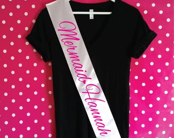 Custom Mermaid Sash. Custom Sash. Mermaid Party Sash. Personalised Sash with Name. Custom Name Sash. Personalized Party Sash.