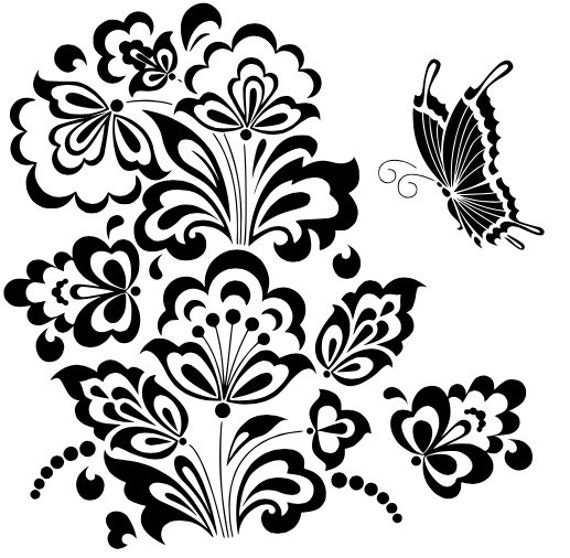 Download Stylized Flower & Butterfly SVG