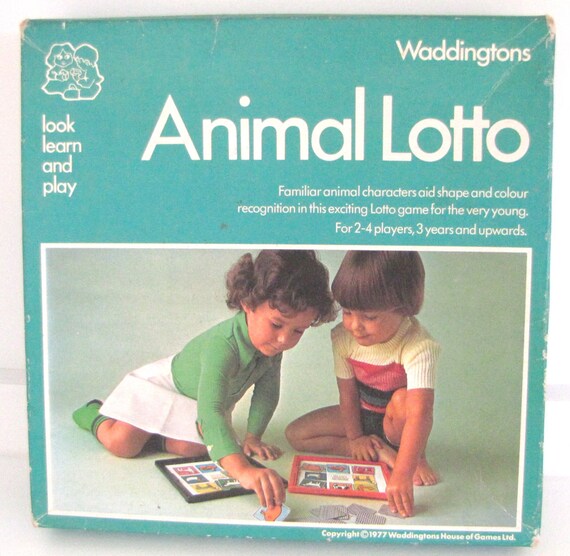 Items similar to SALE Vintage Animal Lotto Game by Waddingtons 1977 ...