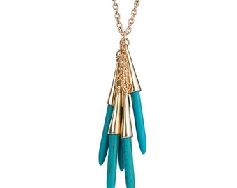Long Hoard Turquoise Necklace, Boho Layering