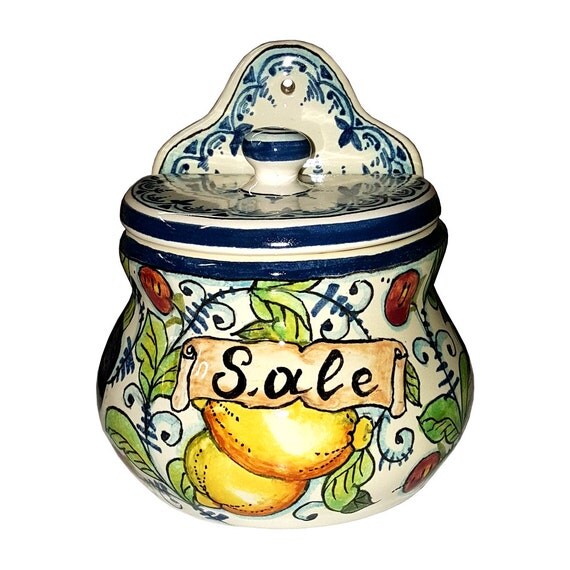 Italian Ceramic Jar Salt Holder Hand by CeramicheArteParrini