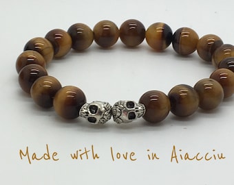 Beads Bracelet Tiger's eye and skulls