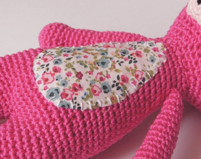 Crochet Teddy Bear Amigurumi StuffedToy Present Gift for Boy Girl Baby Shower Pink Handmade