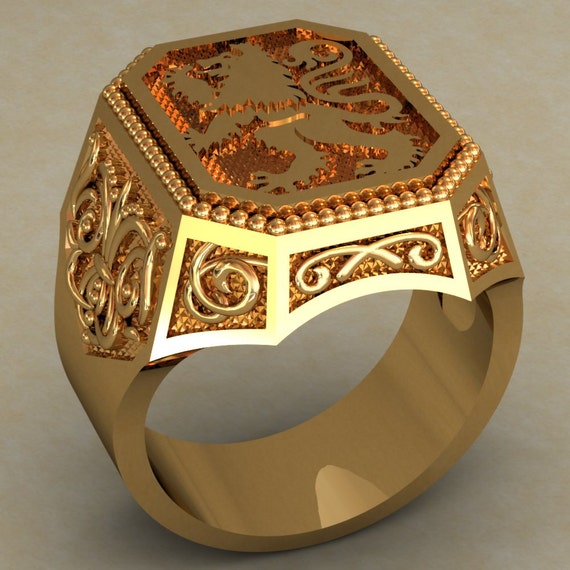 Lion Mens Ring, Lion Ring, Vintage style Men Ring, Large