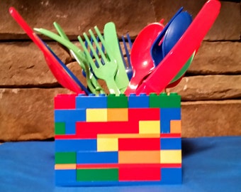 Lego Birthday Party 3D Utensil Holder Table Centerpiece