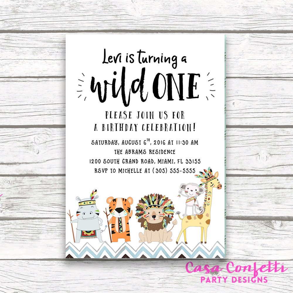 Download Wild One Birthday Invitation Tribal Safari Birthday