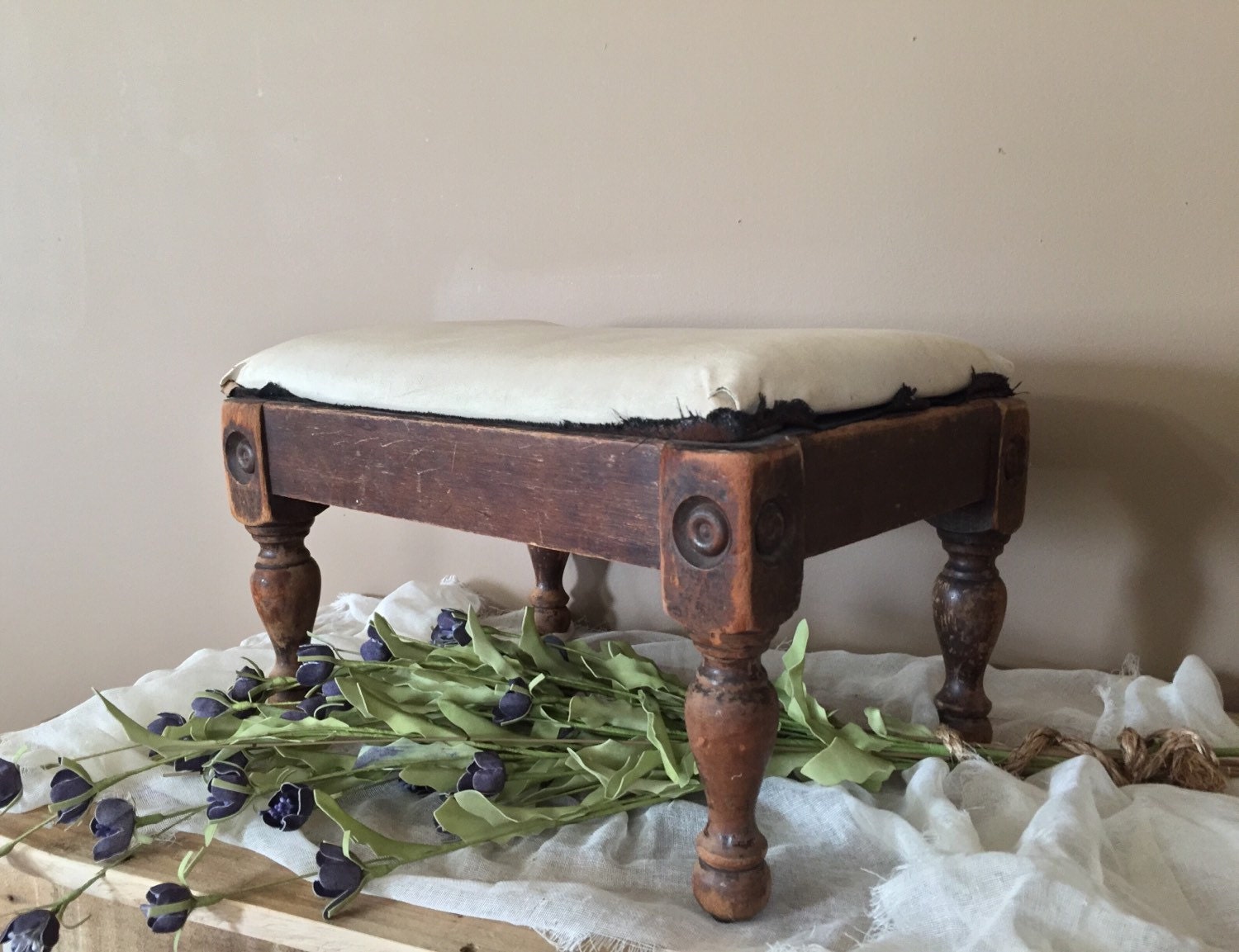 Charming Antique Step Stool / Vintage Wood Step Stool / Step Stool