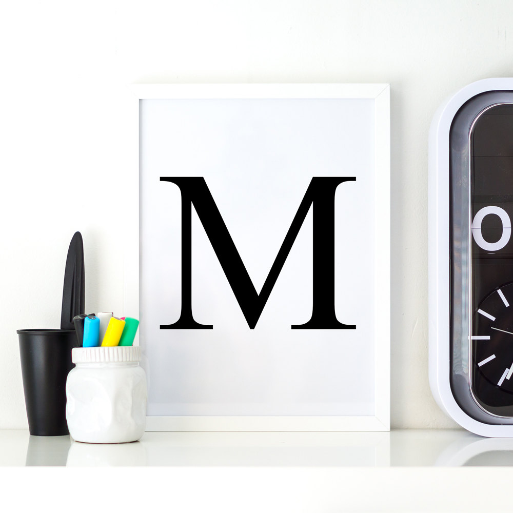 Minimalist Typography Art Letter M Serif Printable Letter M