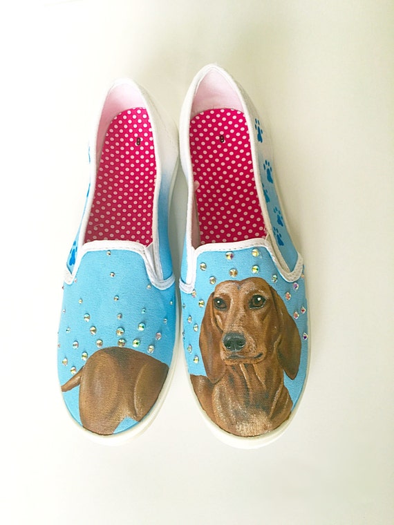 Custom dog canvas shoes toddler kids adult dachshound