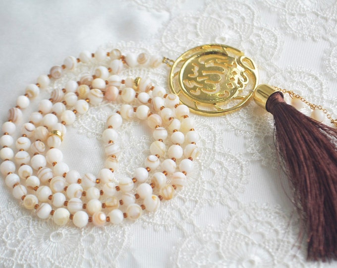 Mashaallah pendant necklace, islamic rosary, ivory bridal masbaha, subhah, umrah, Maasha allah tasbeh, sibhah, masbaha, tasbeeh, 99 prayer