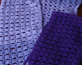 Crochet scarf purple, lavender crochet scarf,sciarpa di lana viola, violetti villa huivi,100% wool purple crochet scarf, gehaakte sjaal wol,