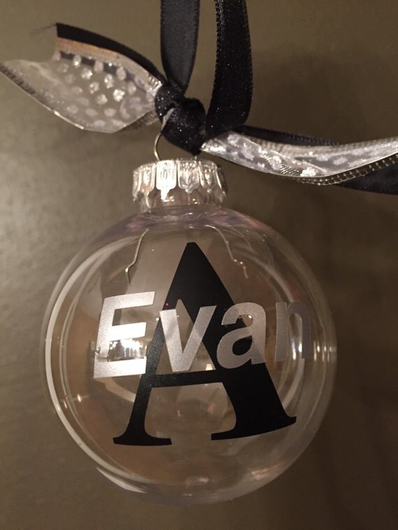 Items similar to Monogram Christmas Ornament, clear Ball personalized