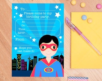 Superhero Invitations - Birthday Invitations And Thank You Cards For Boys - Super Hero Party Invites - Party Stationery - Party Supplies