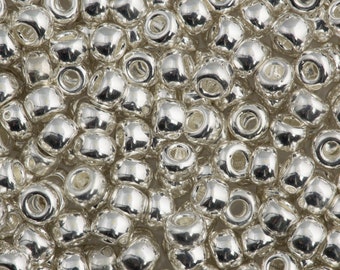 Japanese Miyuki 15/0 Seed Beads 0961 Bright Sterling Silver Plated. Silver Seed Beads 15/0