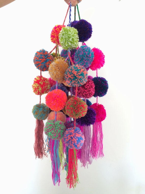 NEW Multicolored pom poms XL size / colorful mexican