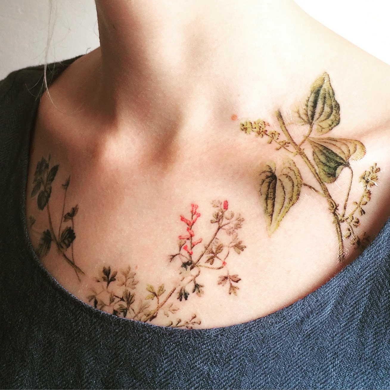 3 Botanical Leaves temporary tattoo Pattern Tattoo Temporary