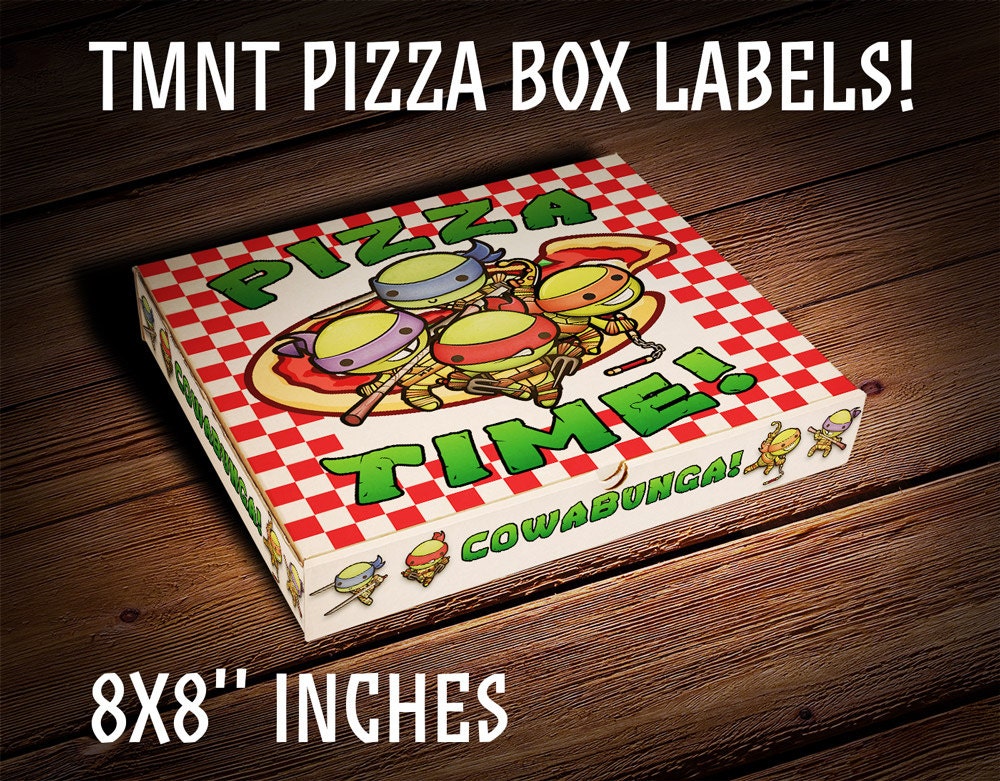 Teenage Mutant Ninja Turtles pizza box labels by SuperInstantParty