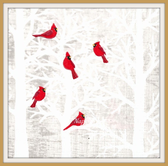 Items similar to TWO Paper napkins for DECOUPAGE Christmas Red Birds