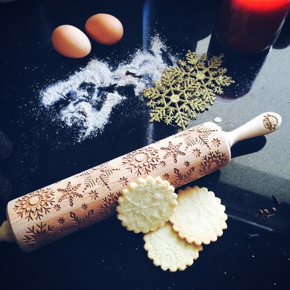 snowflakes cooking rolling pin