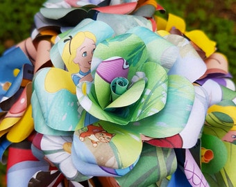 Alice in Wonderland Disney Book Bouquet-Book lover gift-Book Bouquet-Book decor- Unique Gift- Bridal Bouquet- Paper Roses-Wedding- valentine