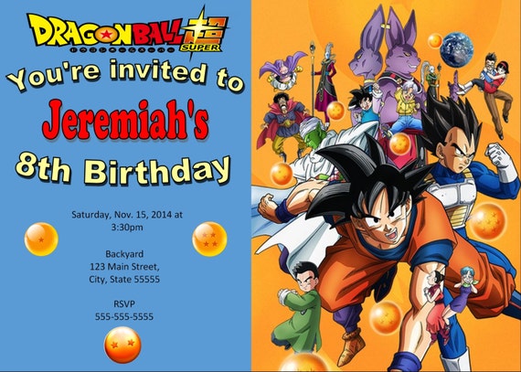 Dragonball Z Invitation Dragonball Birthday 4105