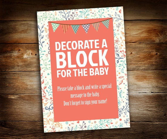 Decorate a Block Sign Baby Shower Sign by GalleriaDesignStudio