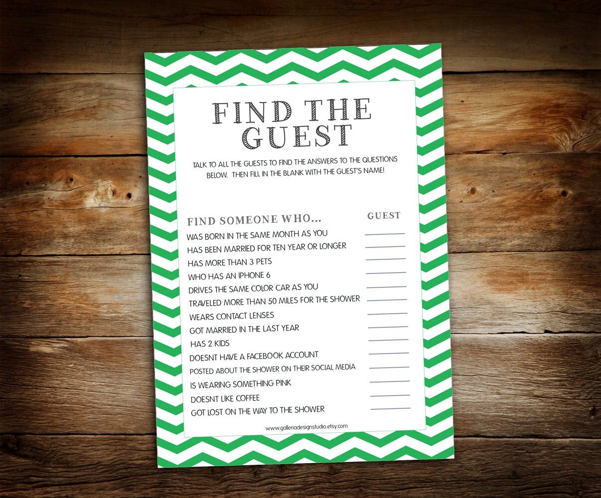 Baby Shower Game Find the Guest Game by GalleriaDesignStudio