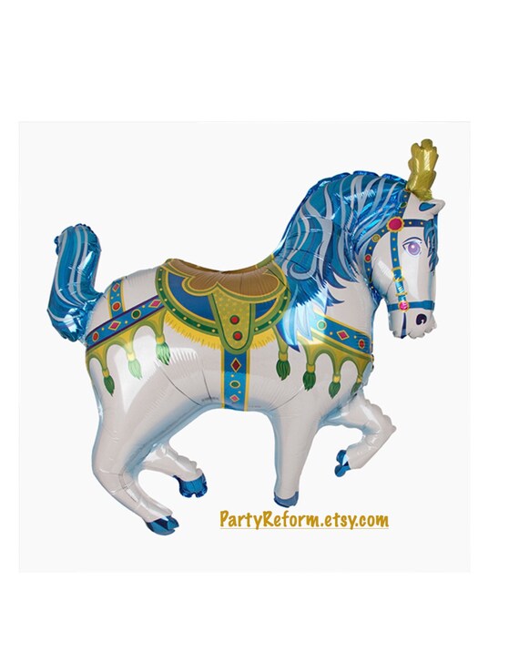 Carousel Horse Balloon Large 35 Foil Mylar Pink Blue or