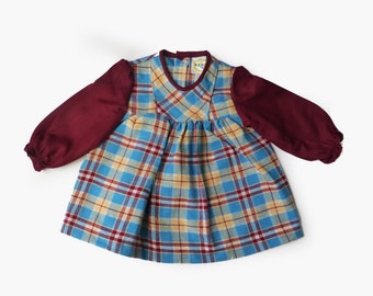 70s New Old Stock Check Dress British Made 6-9 Months