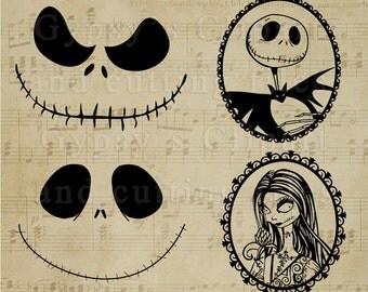NIghtmare Before Christmas, Sugar Skull, Dia de los Muertos, Jack Skellington, Sally Ragdoll, Vector, Cutting file, png, svg,ai,eps, dxf