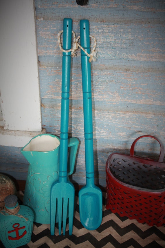 Vintage Shabby Chic Wooden Teal / Turquoise Giant Kitchen