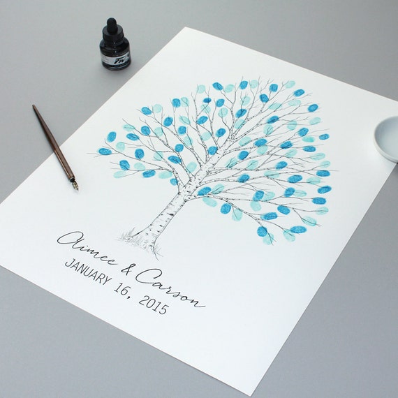 Fingerprint Wedding Guest Book Delicate Birch By GuestBookEnvy