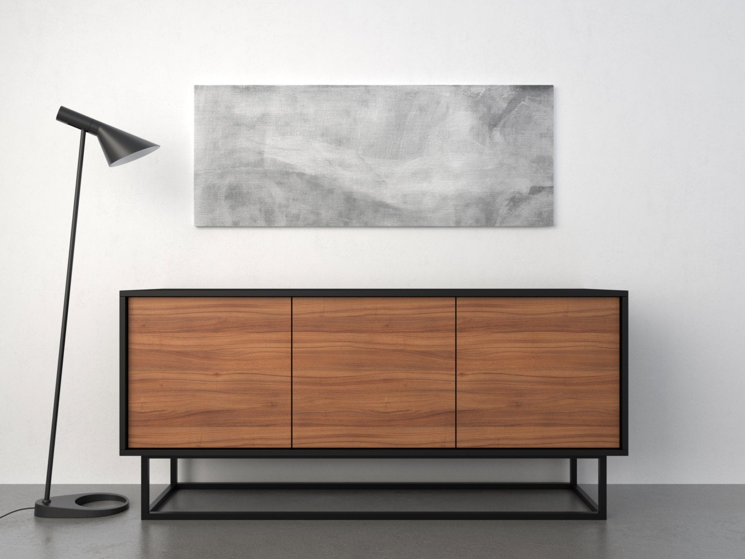 Midcentury modern sideboard walnut and black