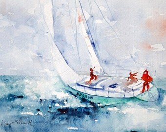 Original sea watercolor, ship watercolor, ship painting, Watercolour, Watercolor, Aquarelle marine,peinture originale, ocean, bateau