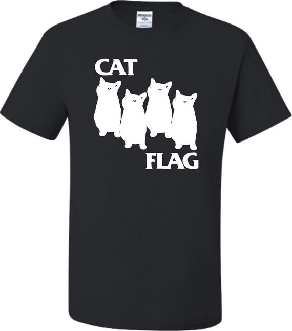 Adult Cat Flag Funny Black Flag T-Shirt