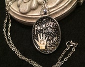 Vintage Victorian Palmistry Palm Reading Bronze or Silver Pendant Necklace Gothic Occult Psychic Fortune Telling Side Show