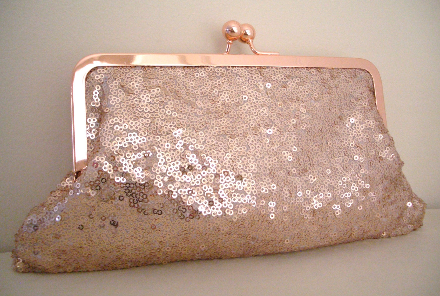 Rose Gold Evening Bag purse clutch bag Sequin Fabric no.1