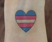 Transgender Flag Heart Temporary Tattoo - Small