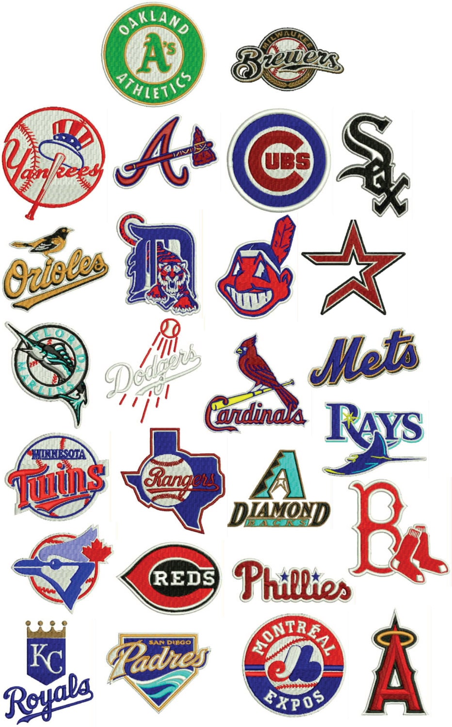 Mlb baseball embroidery design collection 26 by alexhoffembroidery