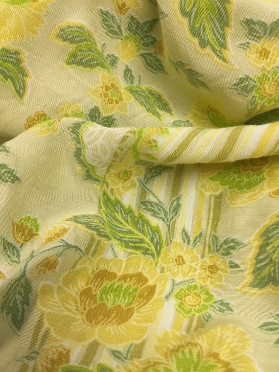 Vintage Home Decor Fabric Yellow Floral. 1/2 yd. Vintage