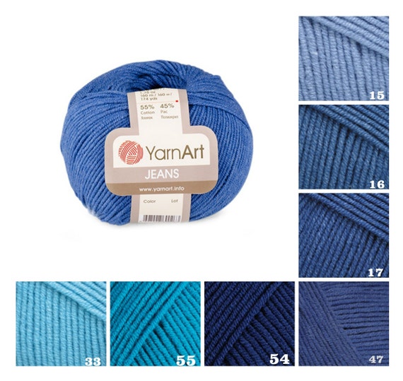 YarnArt JEANS blue pattern yarn 55 cotton by KnittingAndYarns
