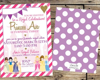 PRINCESS BIRTHDAY INVITATION, Disney Princess Birthday