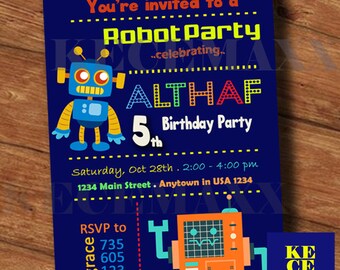 Robot Birthday Invitation,Robot Birthday Party,Fun Robot Birthday,Printable,Robot Invitation Card,Robot Card Party,Any Age Birthday