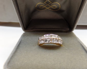 Wyndsor cz ring, gold tone, size 6, new old stock