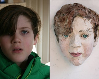 Your Child's Portrait, sculpture, customised portrait, ceramic, 3d, mask, art, wall object, Saskia de Rooy sculptor, capture time, youth