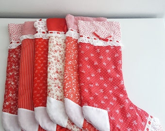 Fabric red stockings ornament